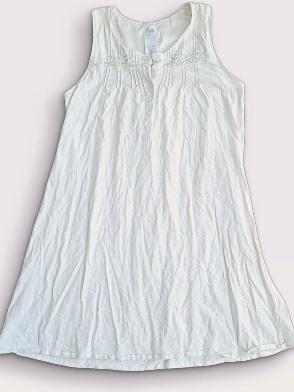 Aria Vintage Floral Tank Dress Beige Flower Pattern Mini (M)